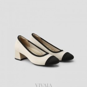  VIVAIA Runde Zehenpartie Blockabsatz (Julie Pro) Hohe Schuhe Beige Schwarz