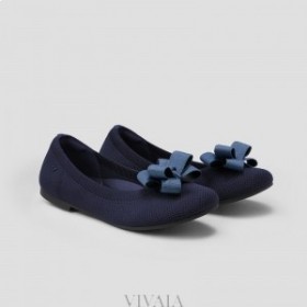  VIVAIA Ballerinas mit runder Spitze (Claire) + flache Schuhe mit Schleife, Marineblau