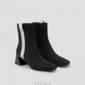 VIVAIA Stiefel mit quadratischer Zehenpartie und wasserabweisendem Absatz (Rafaella) Stiefel Schwarz Silber
