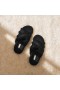  VIVAIA Γούνινο Criss-Cross Strap Slippers (Hannah) Mules Μαύρο
