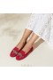  VIVAIA Στρογγυλά Κεντημένα Loafers (Audrey) Κόκκινο