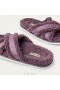  VIVAIA Furry Criss-Cross Strap Slippers (Hannah) Mules Eggplant