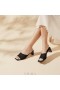  VIVAIA Square Cap Block Heel Slides (Juliet) Mules Μαύρο