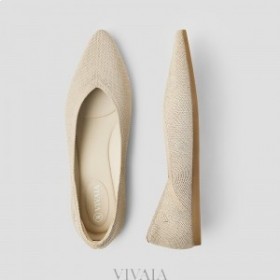  VIVAIA Μυτερό καπάκι V-Cut Flats (Vienna 2.0) Flat παπούτσια Golden Almond